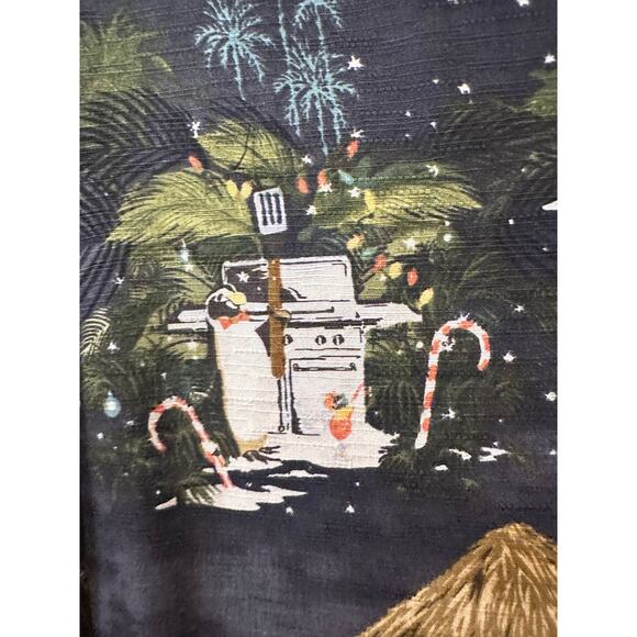 Tommy Bahama Christmas Hawaiian Shirt Penguins Palm Trees Silk Mens, XL - Picture 4 of 10